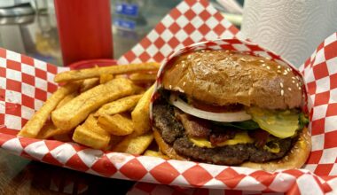 A burger and fries from Susan's in the Design District