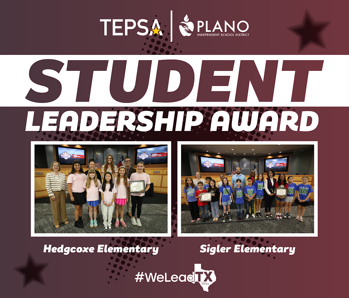 Two Plano ISD Schools Earn TEPSA Student Leadership Award