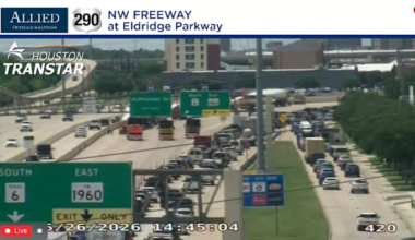 Westbound lanes of US 290 shut down at FM 1960 due to overturned 18-wheeler
