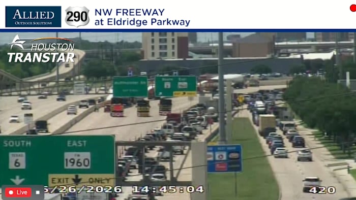 Westbound lanes of US 290 shut down at FM 1960 due to overturned 18-wheeler