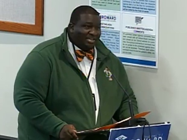 Tavures Williams, principal of Blanche Ely High, is leaving Broward to work for former Superintendent Peter Licata in Fort Worth, Texas. (BECON / Screen grab)
