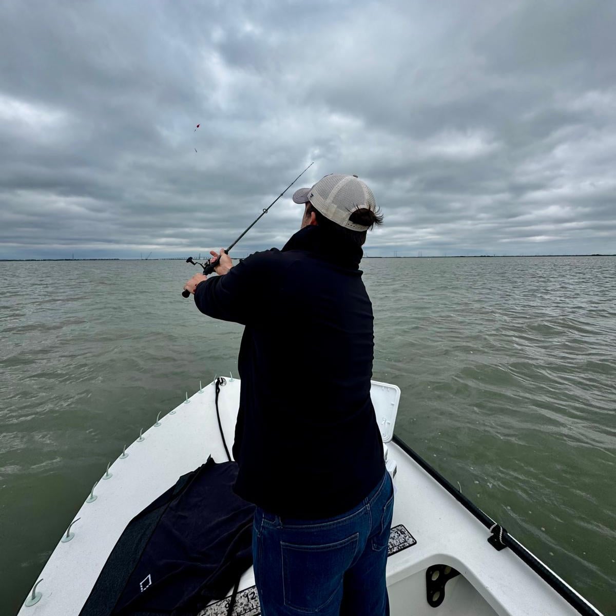 Travel Off Path Journalist Sam Sears fishing in Corpus Christi, TX