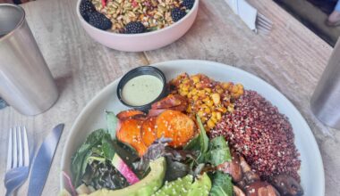 two salads on a table at Tribal All Day Cafe