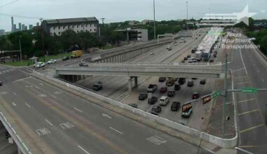 Traffic on U.S. 290 and Bannister Lane as police and SWAT respond to an incident in the area on Thursday, May 7, 2026, a little after 4 p.m. (Texas Department of Transportation)