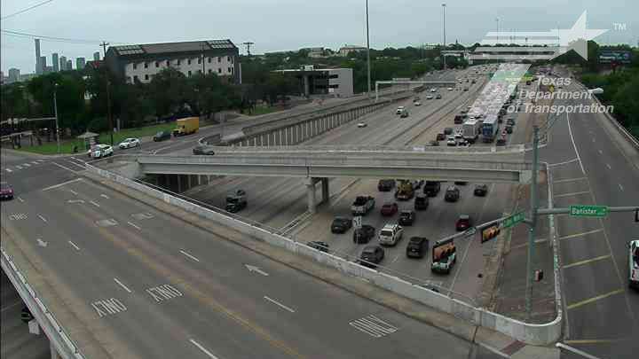 Traffic on U.S. 290 and Bannister Lane as police and SWAT respond to an incident in the area on Thursday, May 7, 2026, a little after 4 p.m. (Texas Department of Transportation)