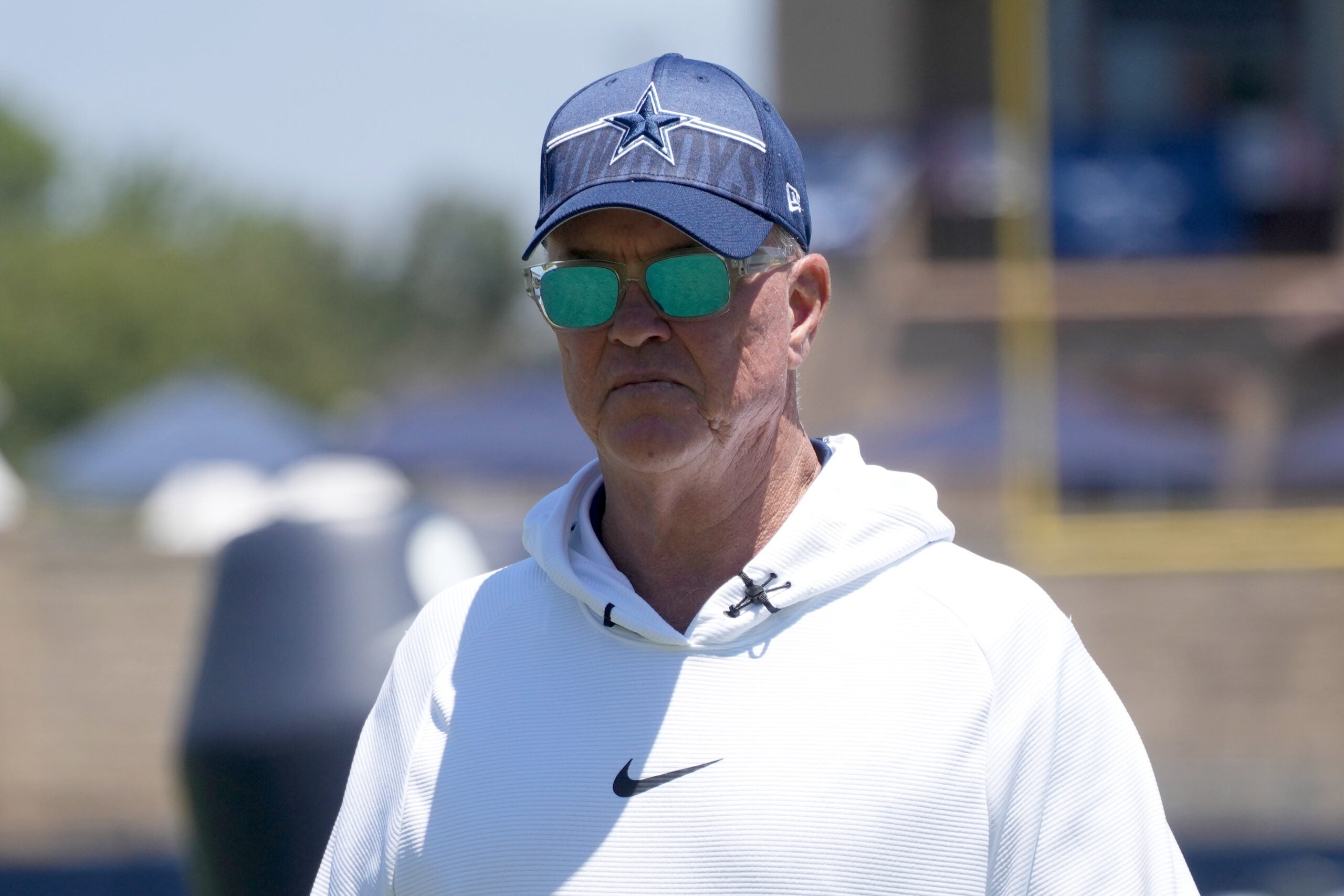 Jul 27, 2023; Oxnard, CA, USA; Dallas Cowboys executive vice president Stephen Jones during training camp at Marriott Residence Inn-River Ridge Playing Fields.