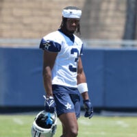 Jul 26, 2025; Oxnard, CA, USA; Dallas Cowboys receiver George Pickens (3) at training camp at the River Ridge Fields.