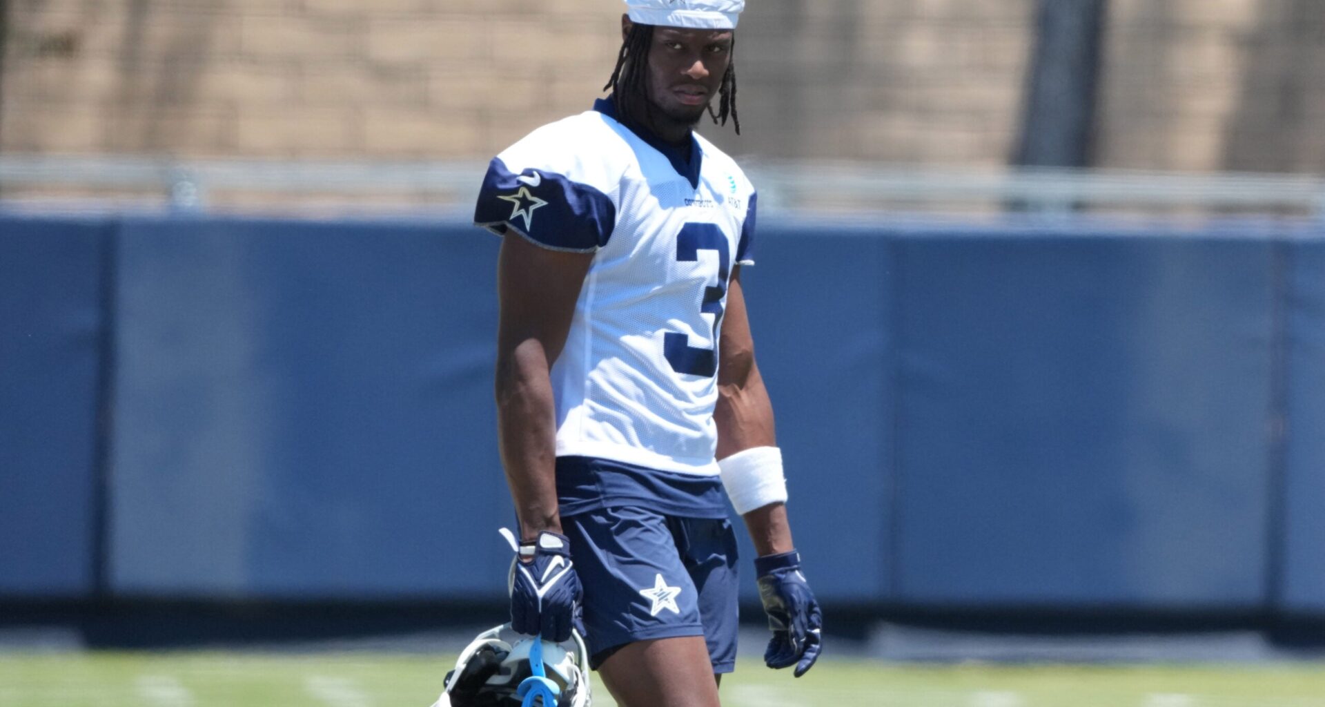 Jul 26, 2025; Oxnard, CA, USA; Dallas Cowboys receiver George Pickens (3) at training camp at the River Ridge Fields.