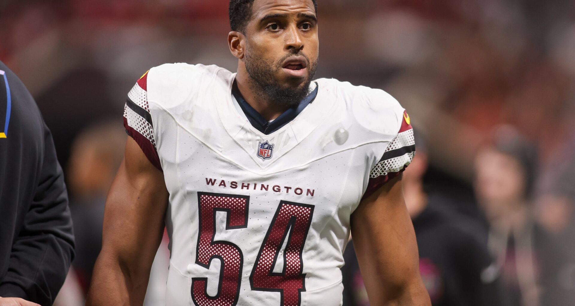 Sep 28, 2025; Atlanta, Georgia, USA; Washington Commanders linebacker Bobby Wagner (54) on the field during a game against the Atlanta Falcons at Mercedes-Benz Stadium.