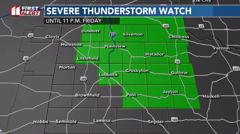 Severe thunderstorm watch in green