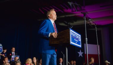 Texas Attorney General Ken Paxton spoke to supporters after winning the Republican primary runoff election for the Senate in Plano, Texas, on Tuesday night.