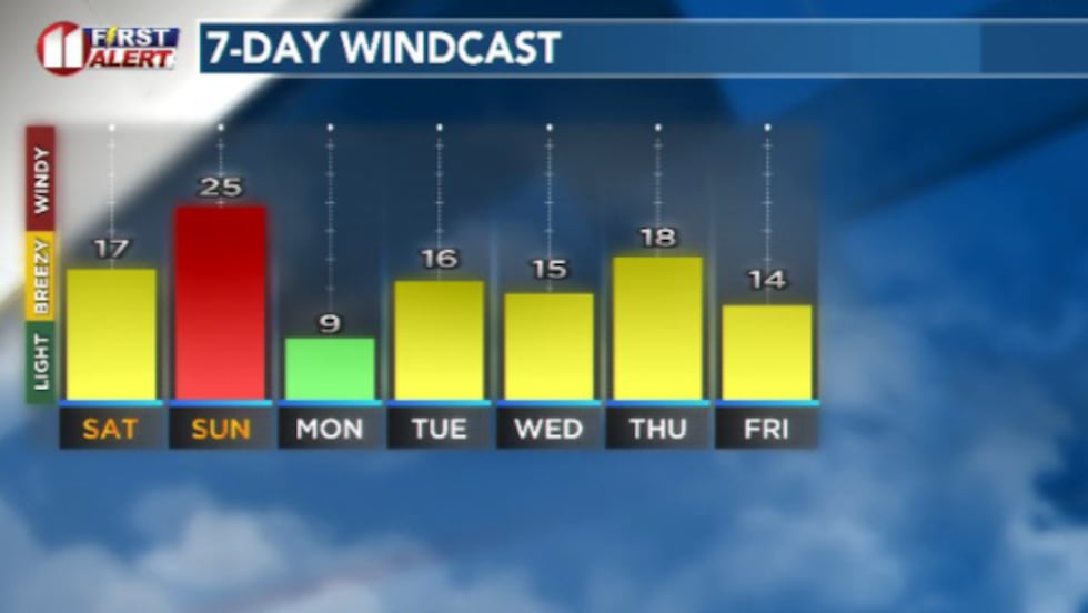 Winds ramp up a bit today but moreso Sunday after a morning cold front on Mother's Day