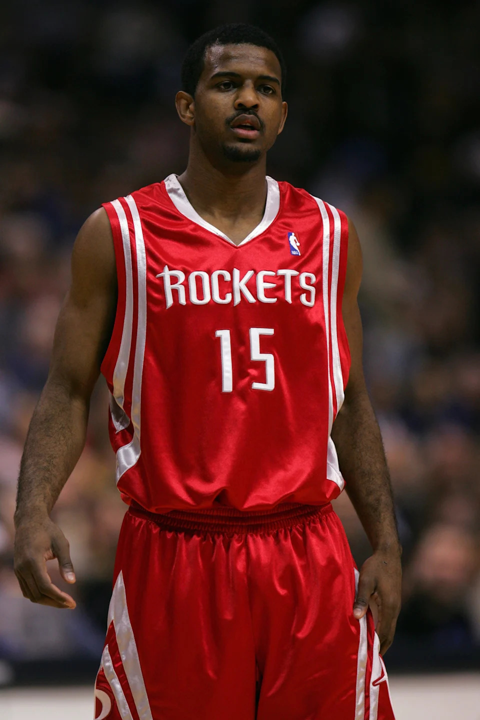 DALLAS - JANUARY 16: John Lucas III #15 of the Houston Rockets looks on during a game against the Dallas Mavericks at American Airlines Center on January 16, 2007 in Dallas, Texas. The Mavs won 109-96. NOTE TO USER: User expressly acknowledges and agrees that, by downloading and/or using this Photograph, user is consenting to the terms and conditions of the Getty Images License Agreement. (Photo by Ronald Martinez/Getty Images)