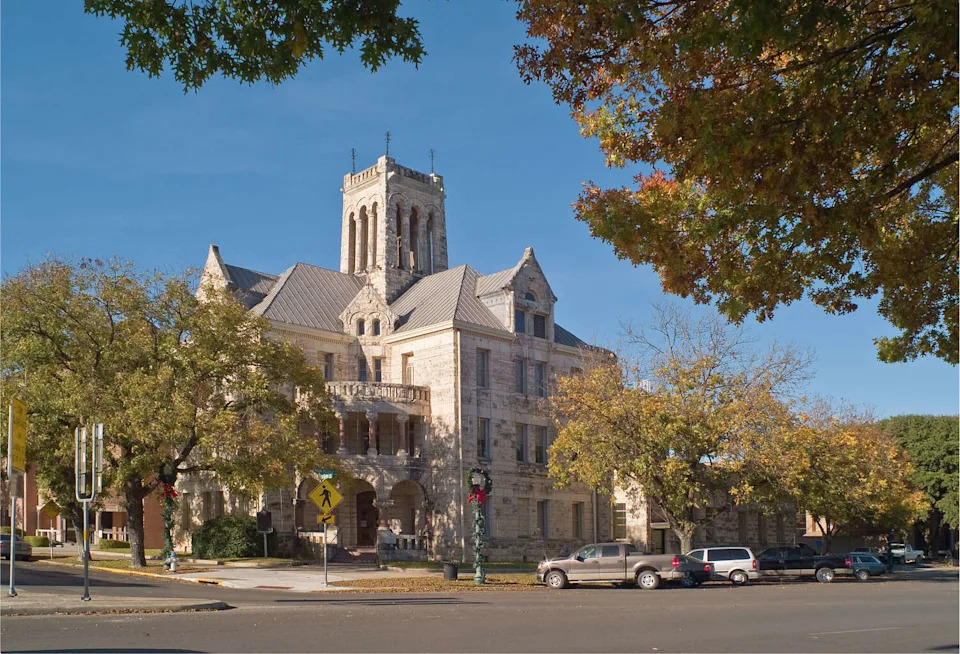Comal County Courthouse, recently restored Romanesque Revival architecture, in Central Texas town of New Braunfels (dhughes9/Getty Images/iStockphoto)