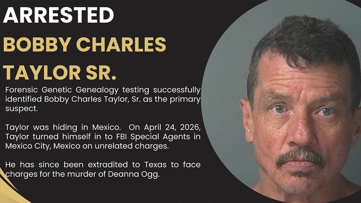 mug shot of Bobby Taylor Sr. with announcement from sheriff office