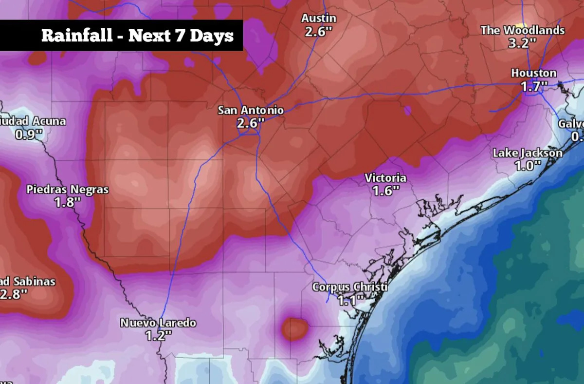 Heavy rainfall will soon return to South Texas. Here's when thunderstorms start.