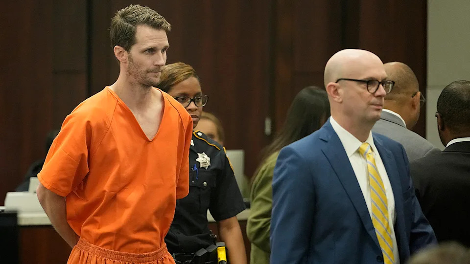 Lee Mongerson Gilley appears in a Houston courtroom in 2024 after being charged with capital murder in the death of his pregnant wife.