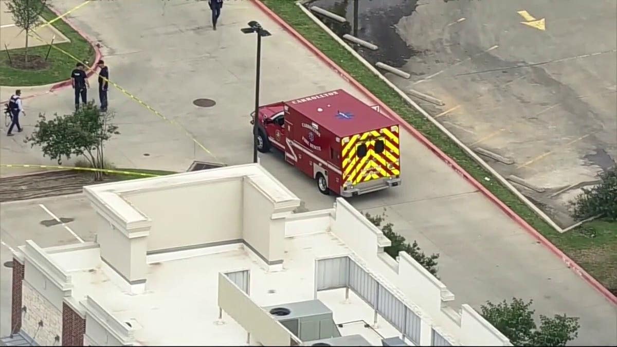 An ambulance was spotted at the shooting scene in Carrollton, Texas.