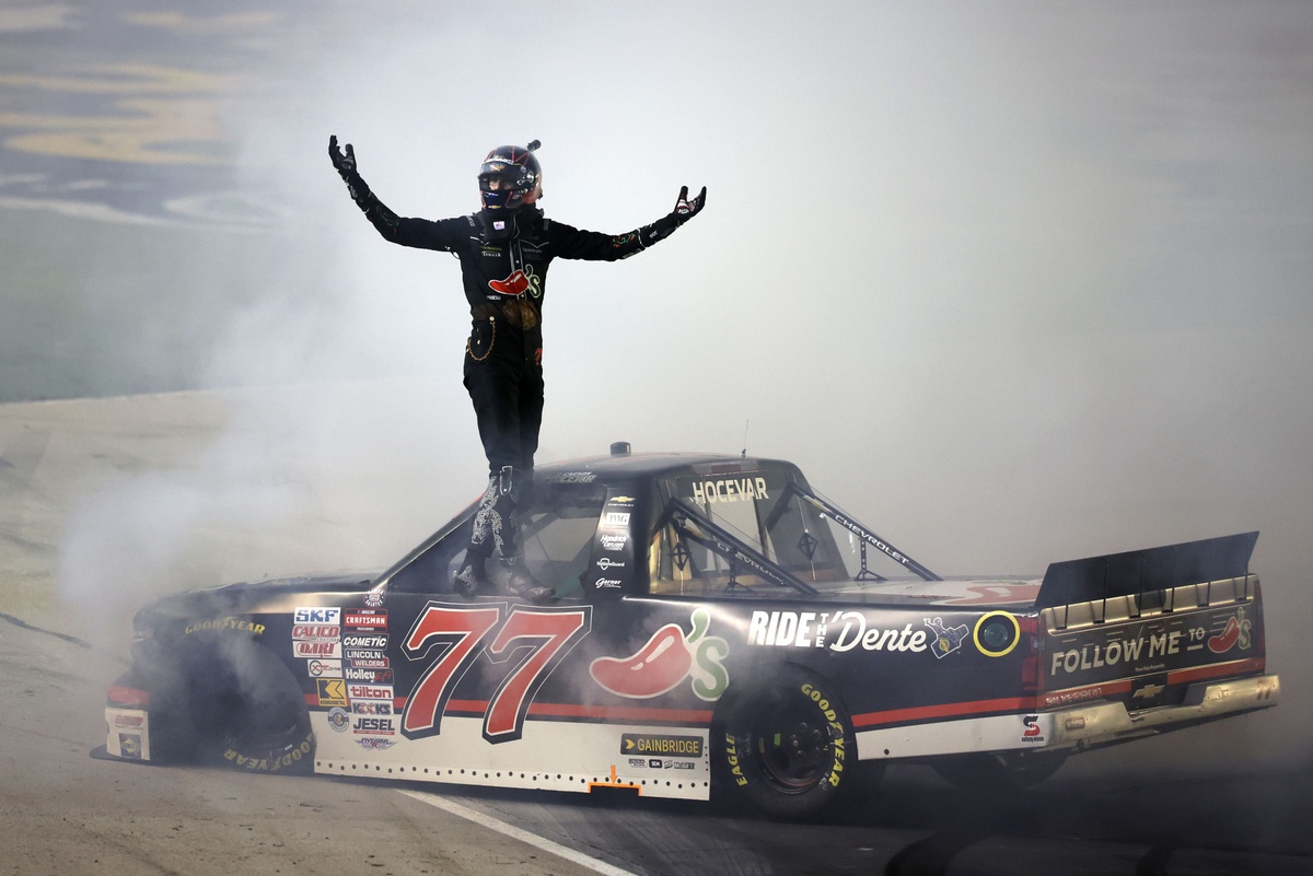 Carson Hocevar wins again in Texas overtime after chaotic Truck race