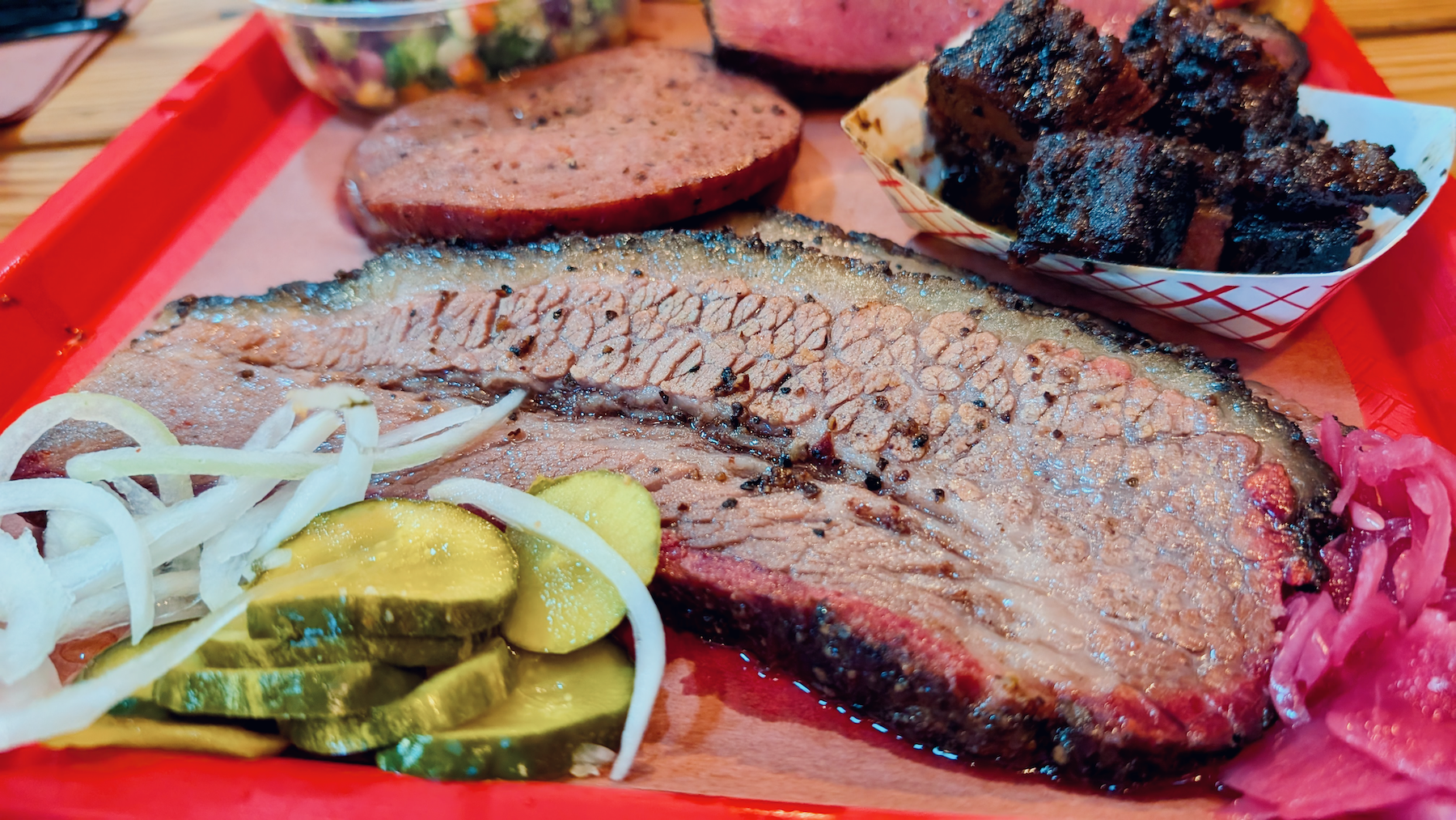 a tray of bbq from cattleack bbq