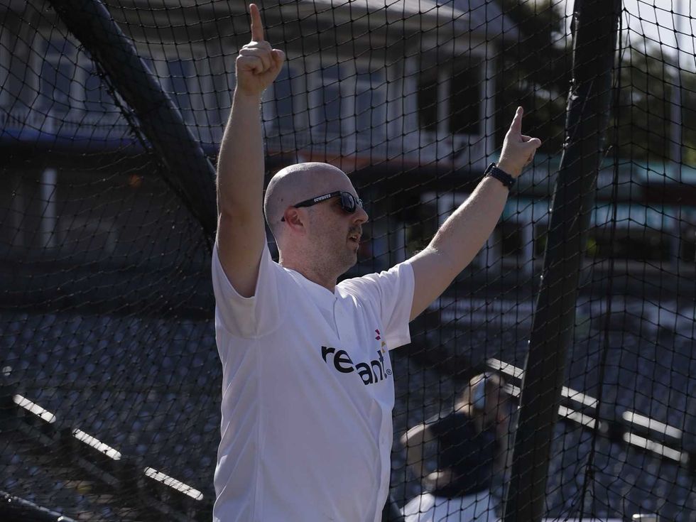 CultureMap's Alex Bentley celebrating a home run in the Media League part of the 2026 Reliant Home Run Derby