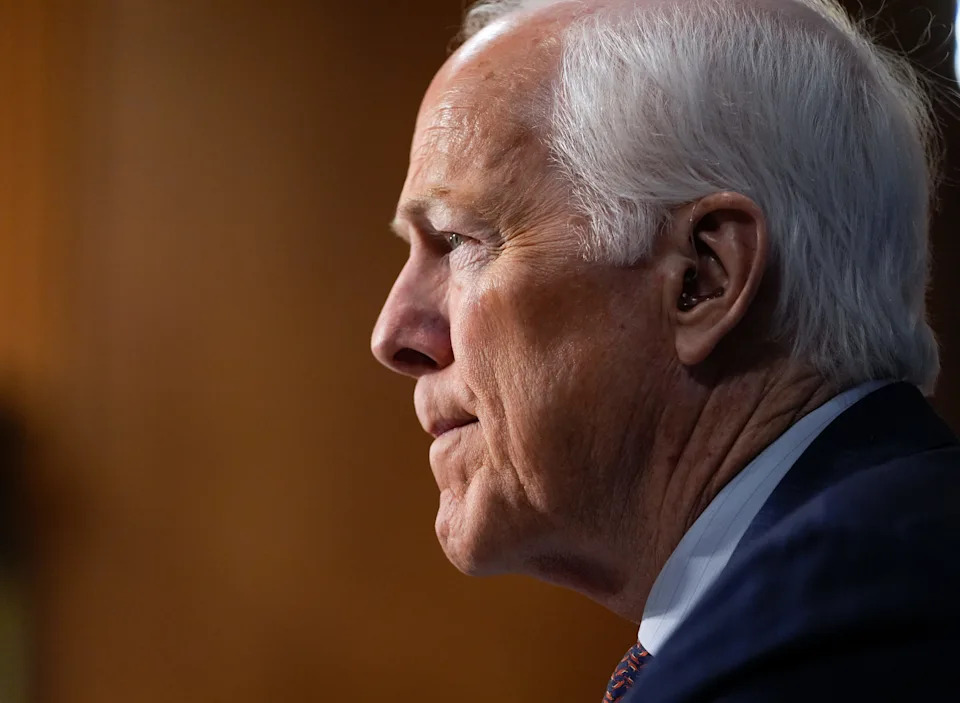 Senator John Cornyn (R-TX) as Secretary of State Marco Rubio testifies in front of the Senate Committee on Foreign Relations in Washington, D.C., on May 20, 2025.