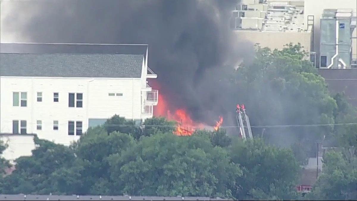 Building on fire from above