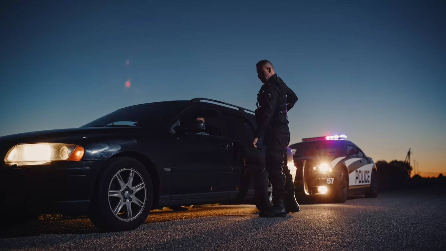 police officer pulling driver over