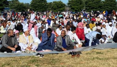 People gather for an Eid al-Adha event. (Spectrum News)