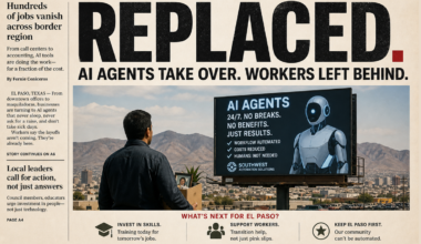 AI generated sample image of a headline saying AI is taking over jobs.