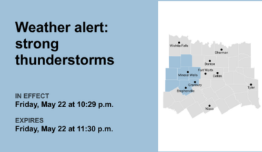 UPDATE: Weather alert for North Texas until 1 a.m. Saturday, says the NWS