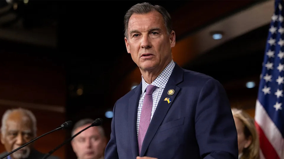 Rep. Tom Suozzi speaking at a press conference with members of the Congressional Ukraine Caucus in Washington, D.C.