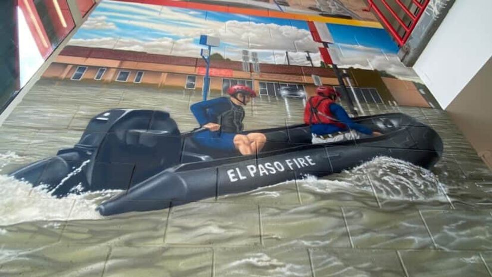 El Paso Fire Department told Babak they wanted the murals to represent each of the special teams at EPFD. Like the flood team. (KFOX14/CBS4)