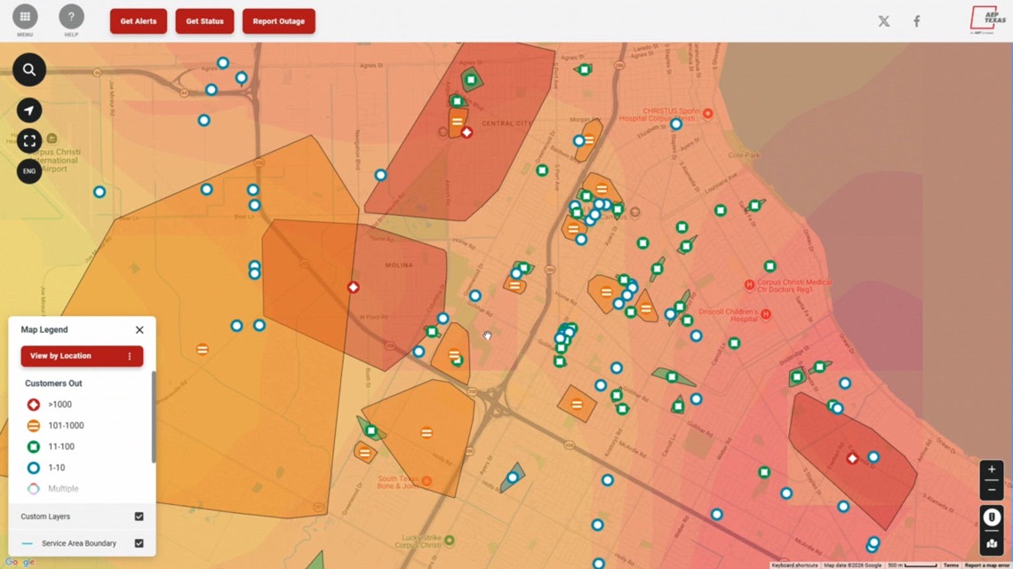 AEP Texas works to restore power following a night of severe weather in the Coastal Bend