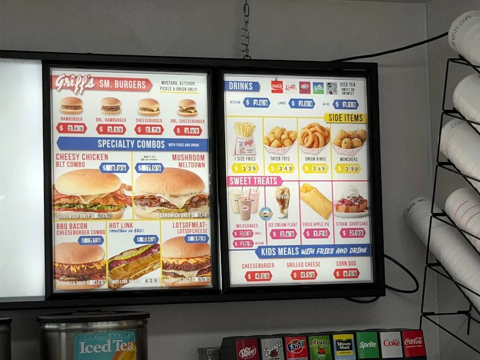 Don't arrive too early at Griff's Hamburgers, otherwise the full menu won't be up on the board. (Peter L. Scamardo II/MySA)