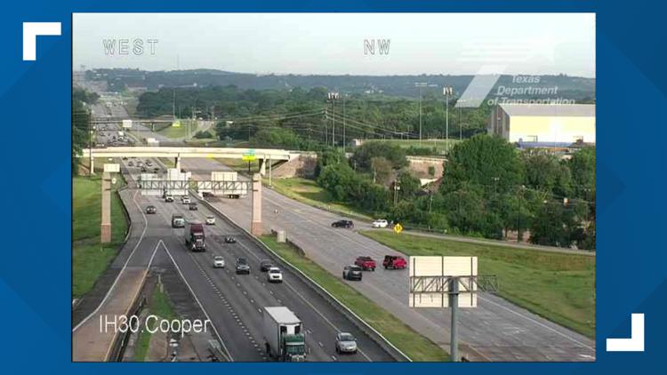 Westbound Interstate 30 is closed in Arlington after a wreck