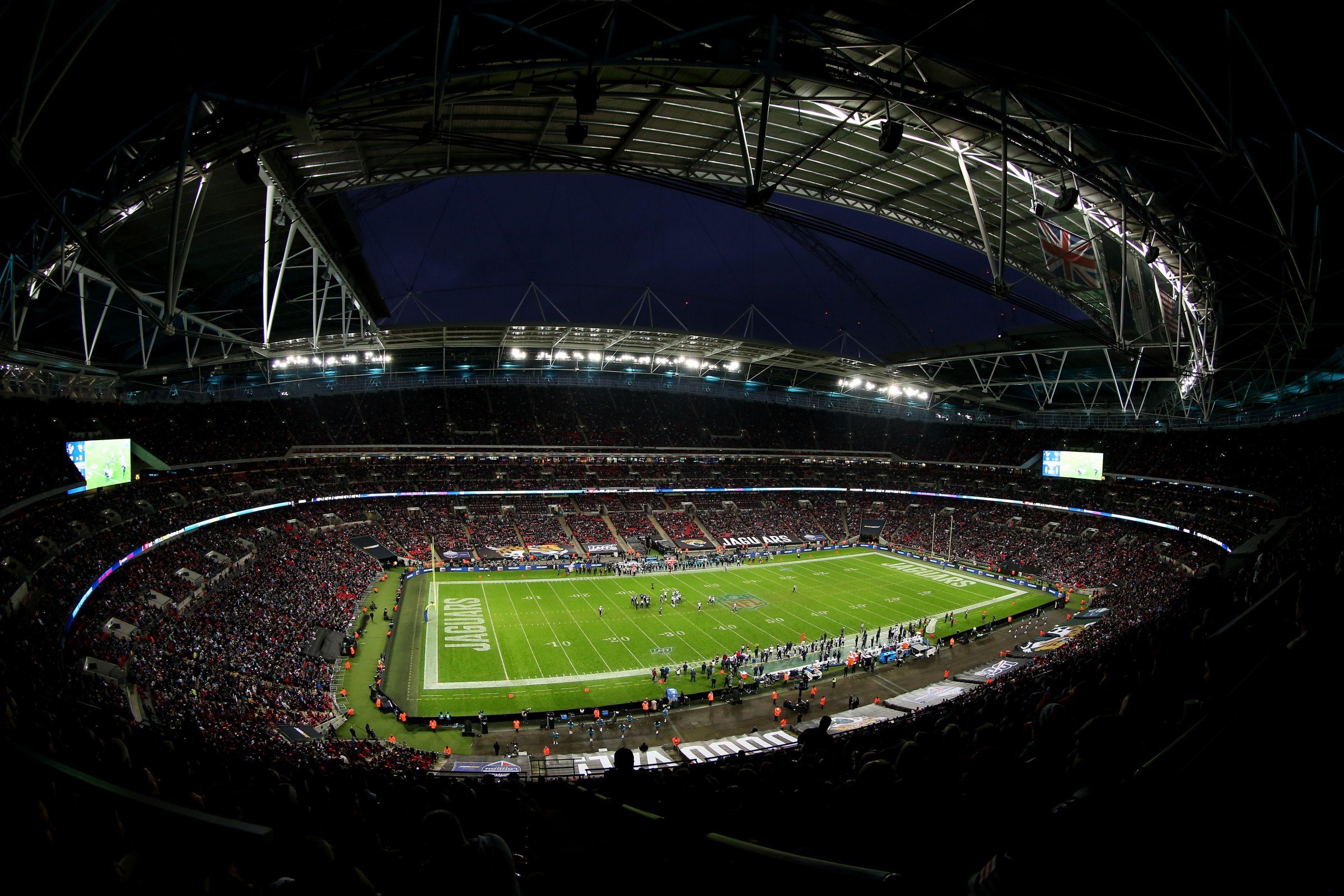 LONDON, ENGLAND - NOVEMBER 03: General view inside the stadium during the NFL match between the Houston Texans and Jacksonville Jaguars at Wembley Stadium on November 03, 2019 in London, England. (Photo by Jack Thomas/Getty Images)