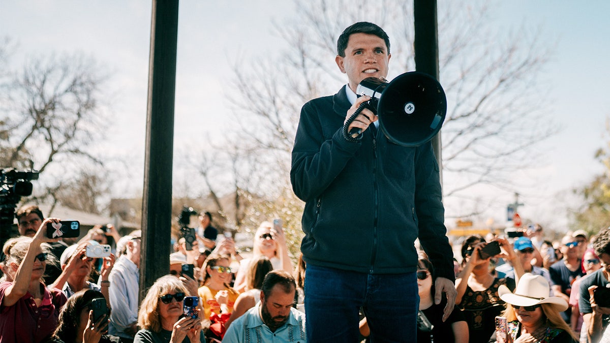 James Talarico speaking at a campaign event