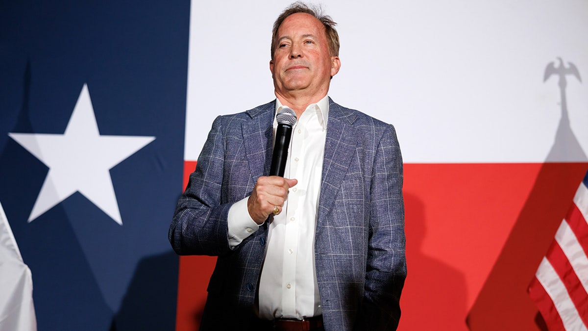 Ken Paxton speaking at a campaign event at The Angry Elephant in Magnolia, Texas