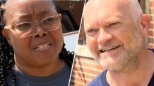 Michelle Favors, left, and Jeremy McCasland volunteered a day after a fire destroyed a Dallas apartment building and killed three people.