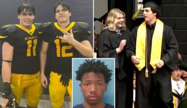 Texas teen Austin Metcalf’s twin brother accepts posthumous diploma at graduation — year after deadly track meet stabbing