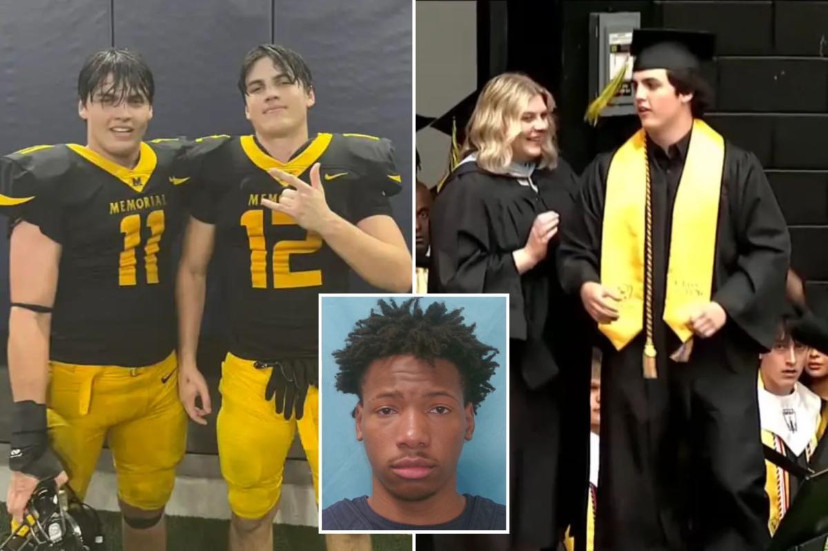 Texas teen Austin Metcalf’s twin brother accepts posthumous diploma at graduation — year after deadly track meet stabbing