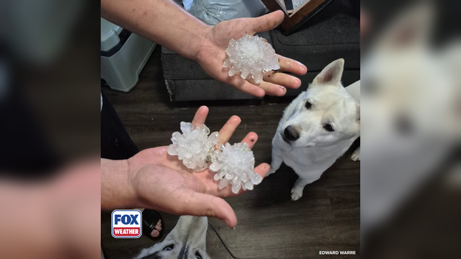 Large hail observed after severe weather.
