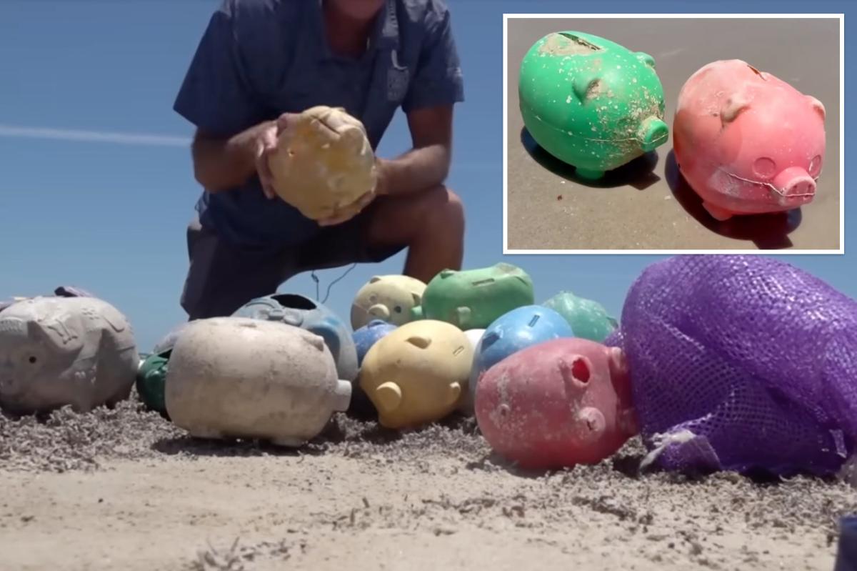 Dozens of defective piggybanks wash ashore in Texas -- and no one knows where they came from