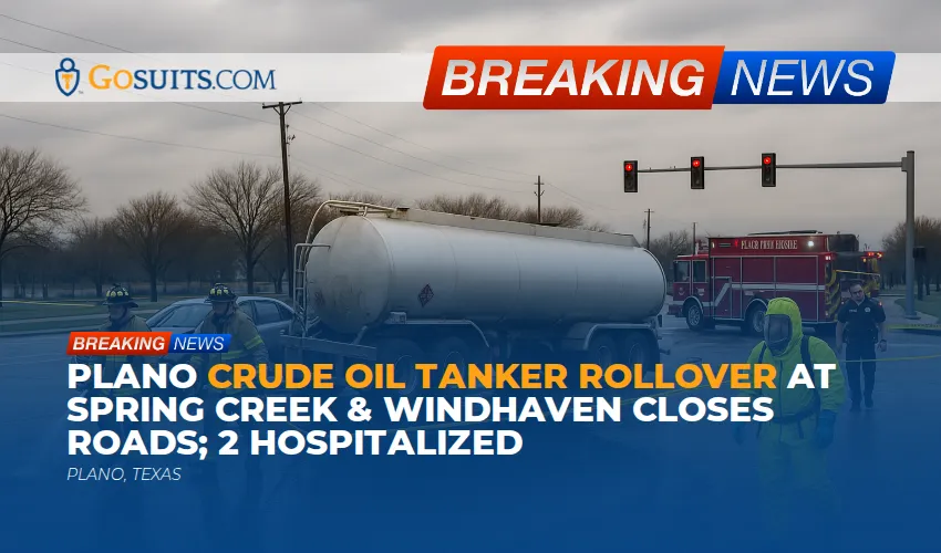 Plano Crude Oil Tanker Rollover at Spring Creek & Windhaven Closes Roads; 2 Hospitalized