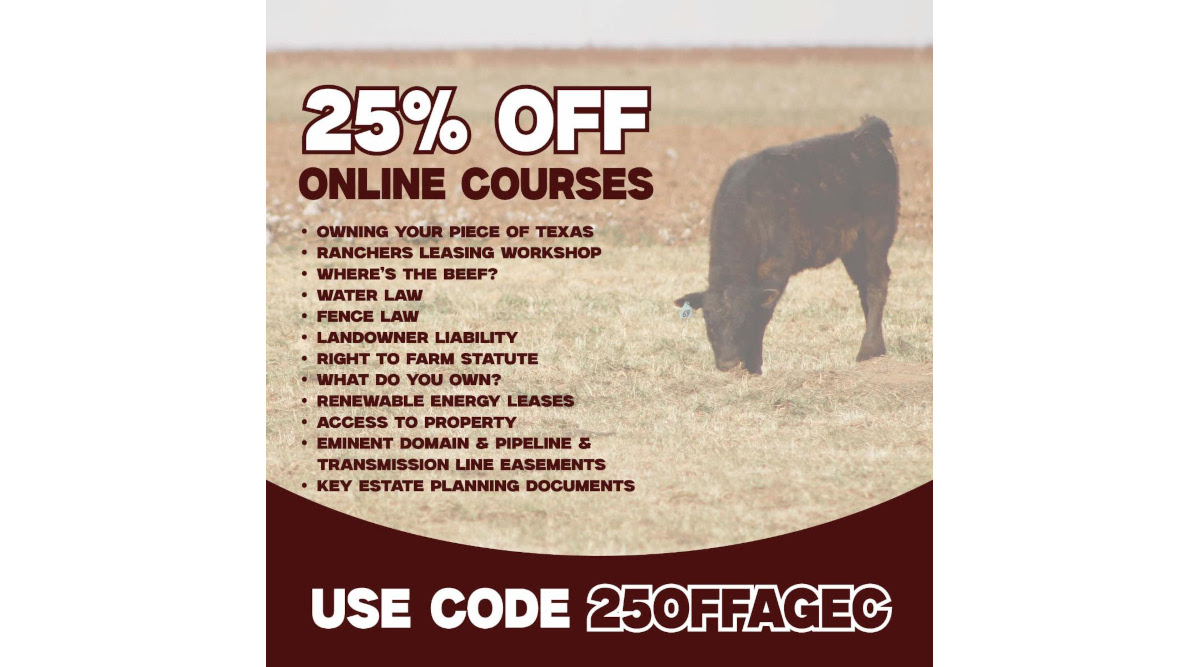25% Off Texas Agriculture Law Online Courses