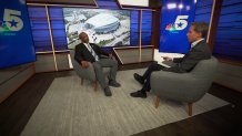 Former Arlington Chief of Police Theron Bowman, left, talks with NBC 5 Senior Investigative Reporter Scott Friedman, right.
