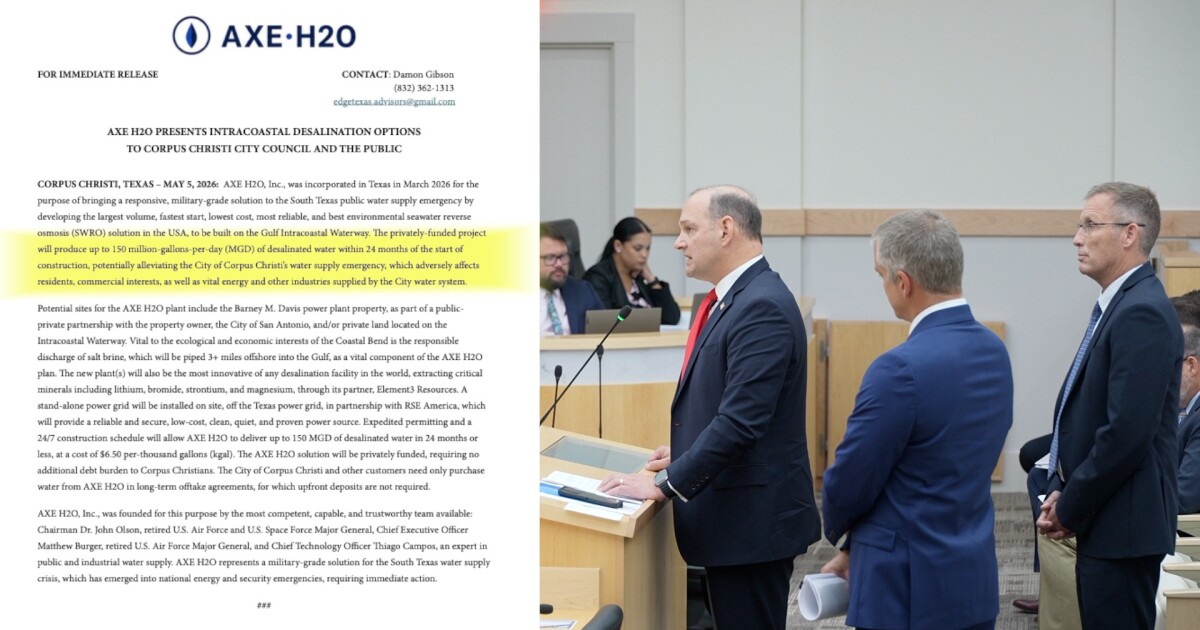 Corpus Christi reviews AXE H2O desalination proposal