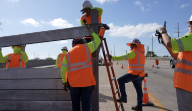 TxDOT drills storm surge wall install in Aransas Pass