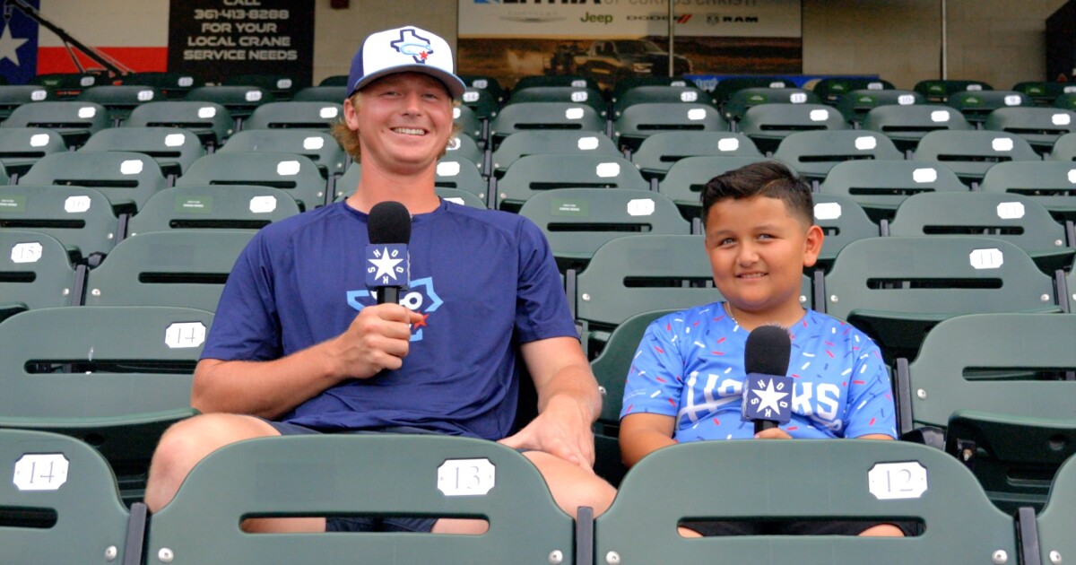 KRIS 6 Hooks Kid Reporter Jason Martinez interviews pitcher Bryce Mayer